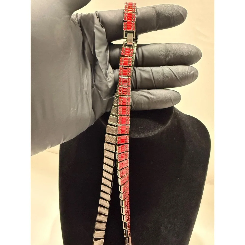 red tennis necklace chaim vvscz stones stainless waterproof 20inch 10mm